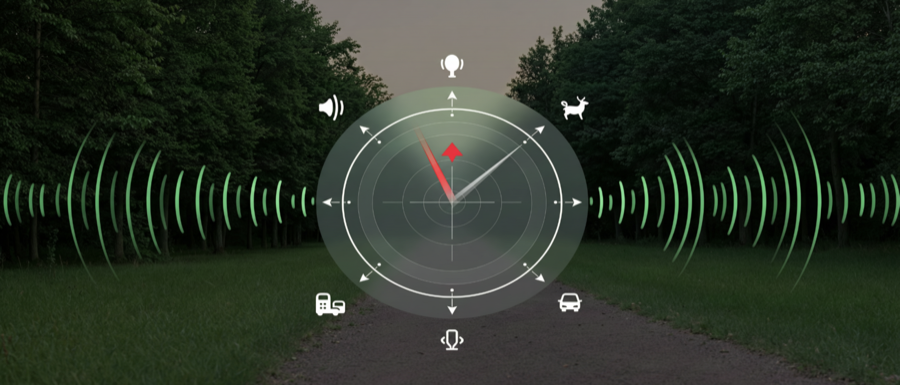 NoiseRadar header artwork with radar sound direction visualization.